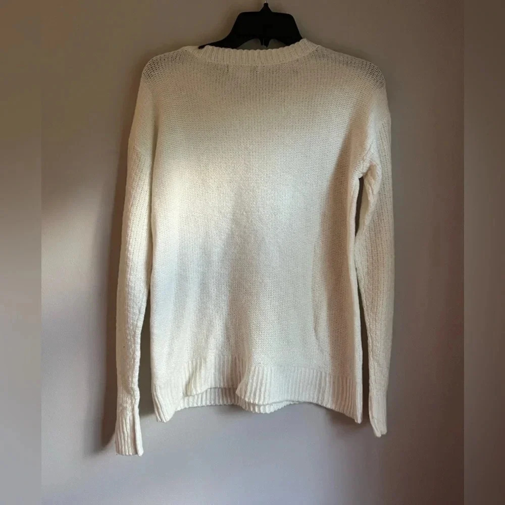 Liz Claiborne Crema Beige Cable Knit Long Sleeve Buttons Warm‎ Sweater size XS - Picture 3 of 6